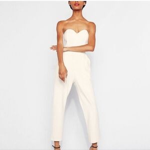 Express White Strapless Sweetheart Neckline Jumpsuit Sz 4